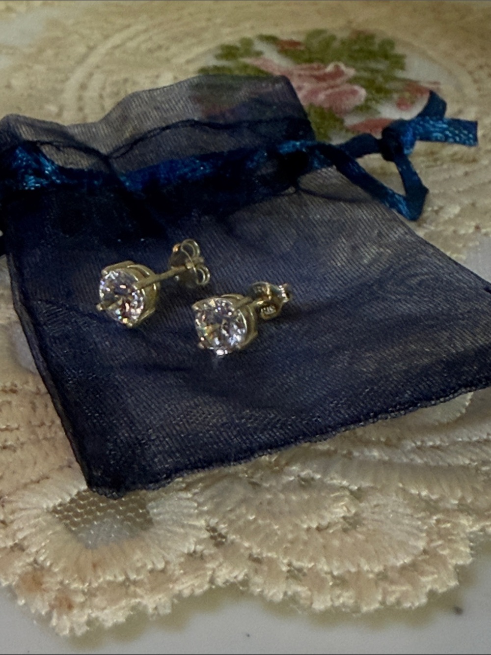 RARE Vintage Charles & Colvard Moissanite Stud Earrings 925 Sterling Silver JTV